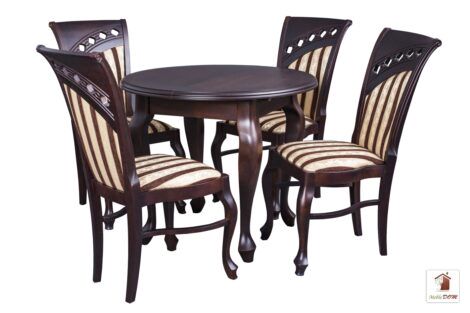 Okrągły stół rozkładany Chippendale z krzesłami Bora