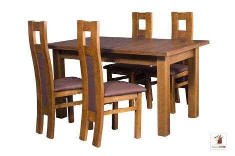 Prostokątny stół rozkładany do salonu i jadalni Natur z krzesłami Open1 II