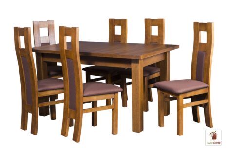 Prostokątny stół rozkładany do salonu i jadalni Natur z krzesłami Open1 II