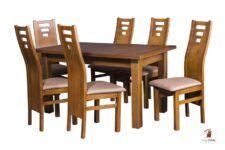 Prostokątny stół rozkładany do salonu i jadalni Natur z krzesłami Design1 II