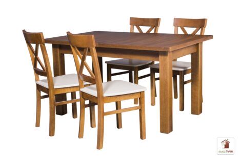 Prostokątny stół rozkładany do salonu i jadalni Natur z krzesłami Nord
