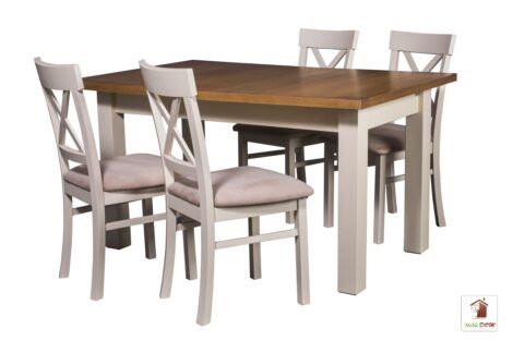 Prostokątny stół rozkładany do salonu i jadalni Natur z krzesłami Nord One