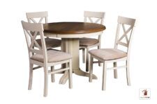 Okrągły stół rozkładany do salonu i jadalni Rockabilly z krzesłami Nord One