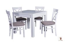 Kwadratowy stół rozkładany w stylu skandynawskim Strong Square z krzesłami Nord One