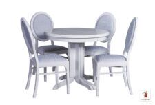 Okrągły stół rozkładany w stylu skandynawskim ROCABILLY Elegant z krzesłami Lord