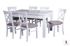 Prostokątny stół rozkładany w stylu skandynawskim Strong z krzesłami Nord One