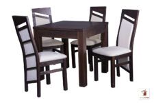 Kwadratowy stół rozkładany do salonu i jadalni Strong Square z krzesłami Edward