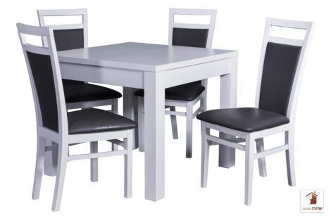 Prostokątny stół rozkładany biały Strong Square z krzesłami Paloma