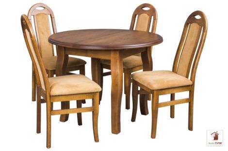 Okrągły stół rozkładany Swan Elegant z krzesłami Dar Simple