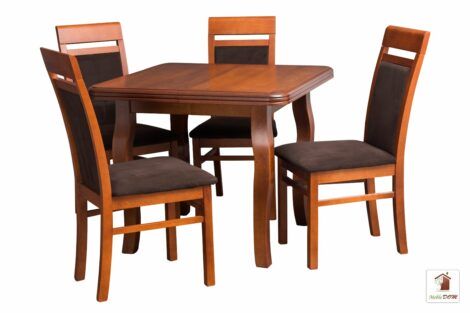 Stół kwadratowy SWAN z krzesłami MAY SIMPLE