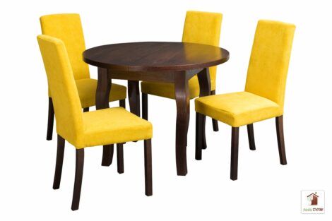 Zestaw mebli stół SWAN i krzesła CC-1. Stół okrągły rozkładany 90-120 cm i krzesła tapicerowane.